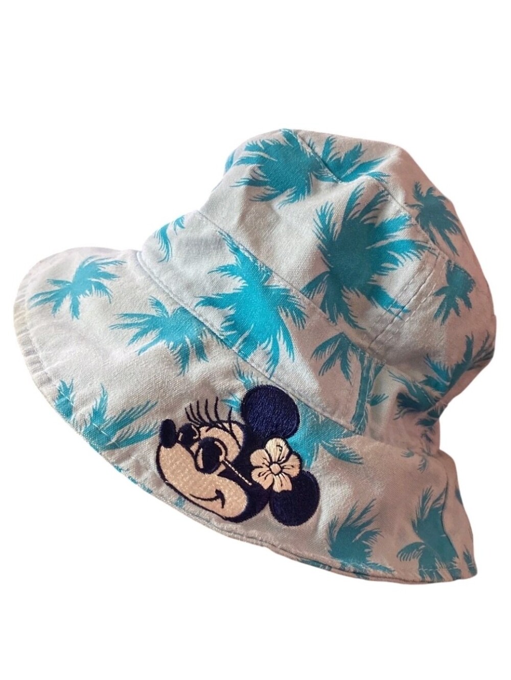 Authentic Disney Parks Adult Minnie Mouse Bucket Hat Tropical Summer Palm Tree